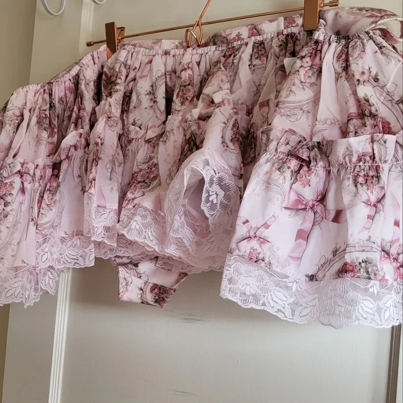 LoveShackFancy Pink Floral Skirt
